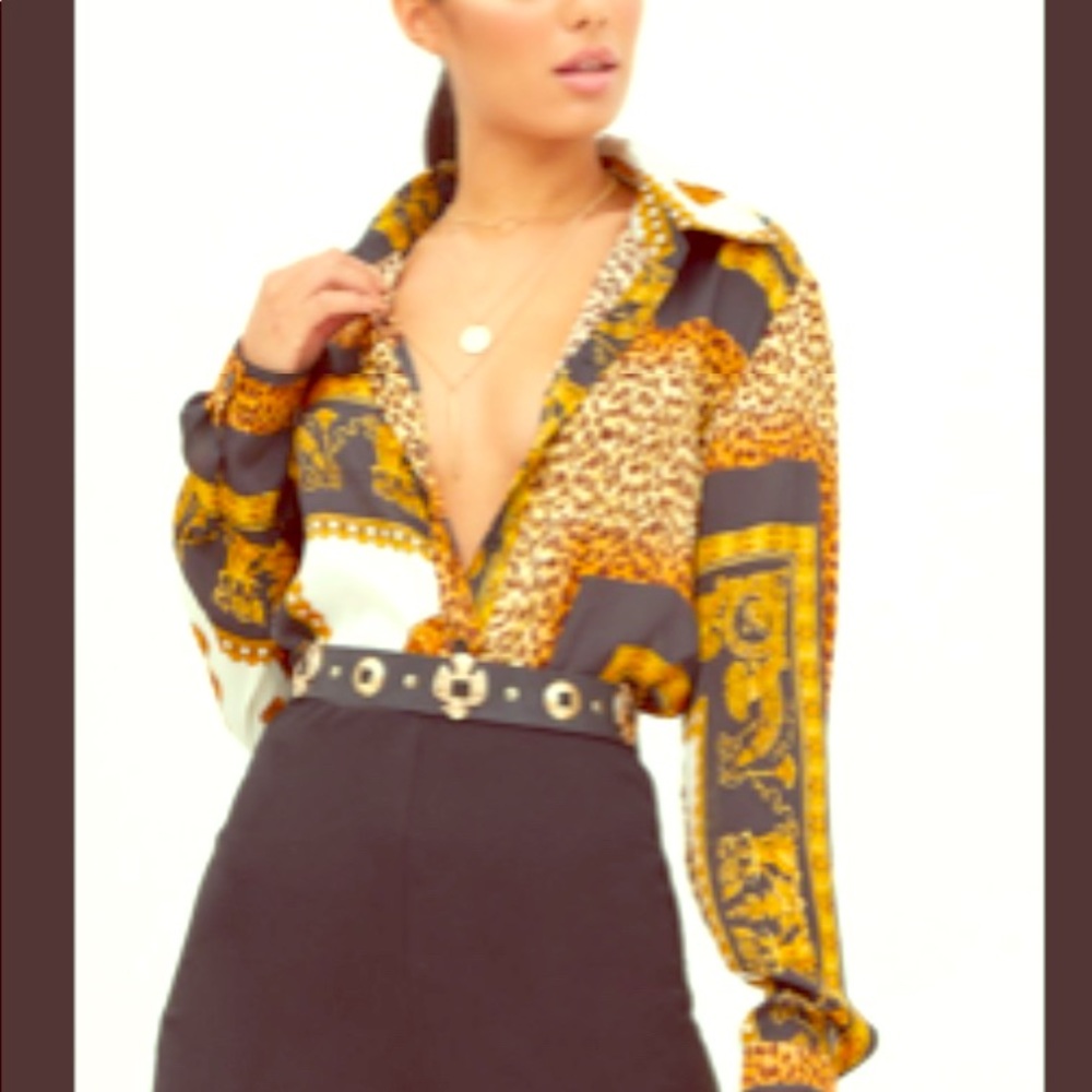 Black Leopard Print Satin Oversized